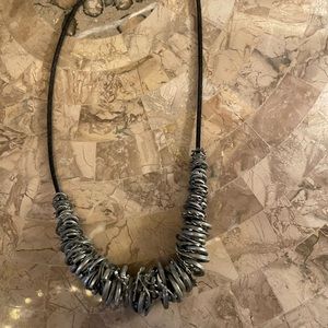 Silver Ring Necklace on Black Cord